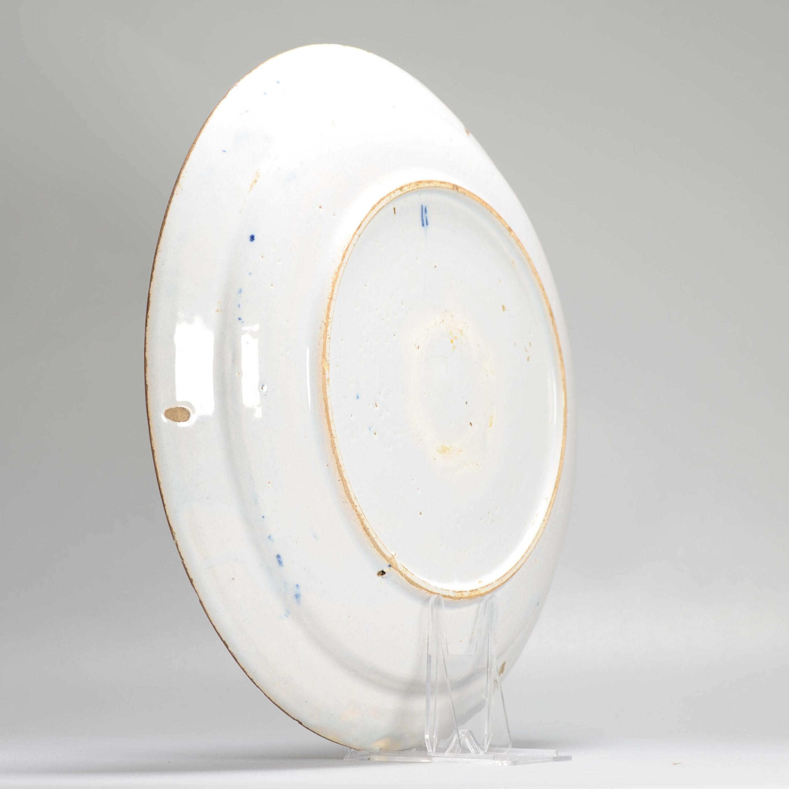 36CM Antique 17/18th c Kraak Style Blue White Dutch Delftware Earthenware Cha. en vente 2
