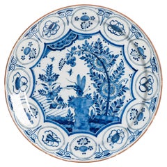 36CM Antique 17/18th c Kraak Style Blue White Dutch Delftware Earthenware Cha.