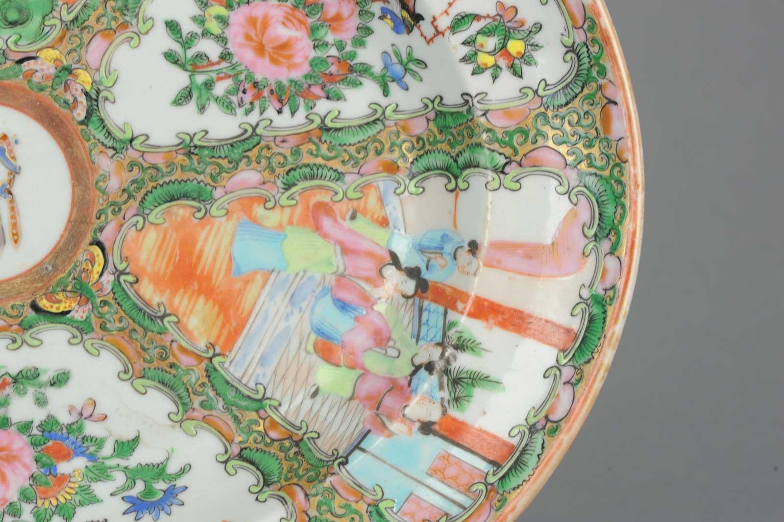 Antique 19th Century Chinese Porcelain Armorial Cantonese Famille Rose Charger 6