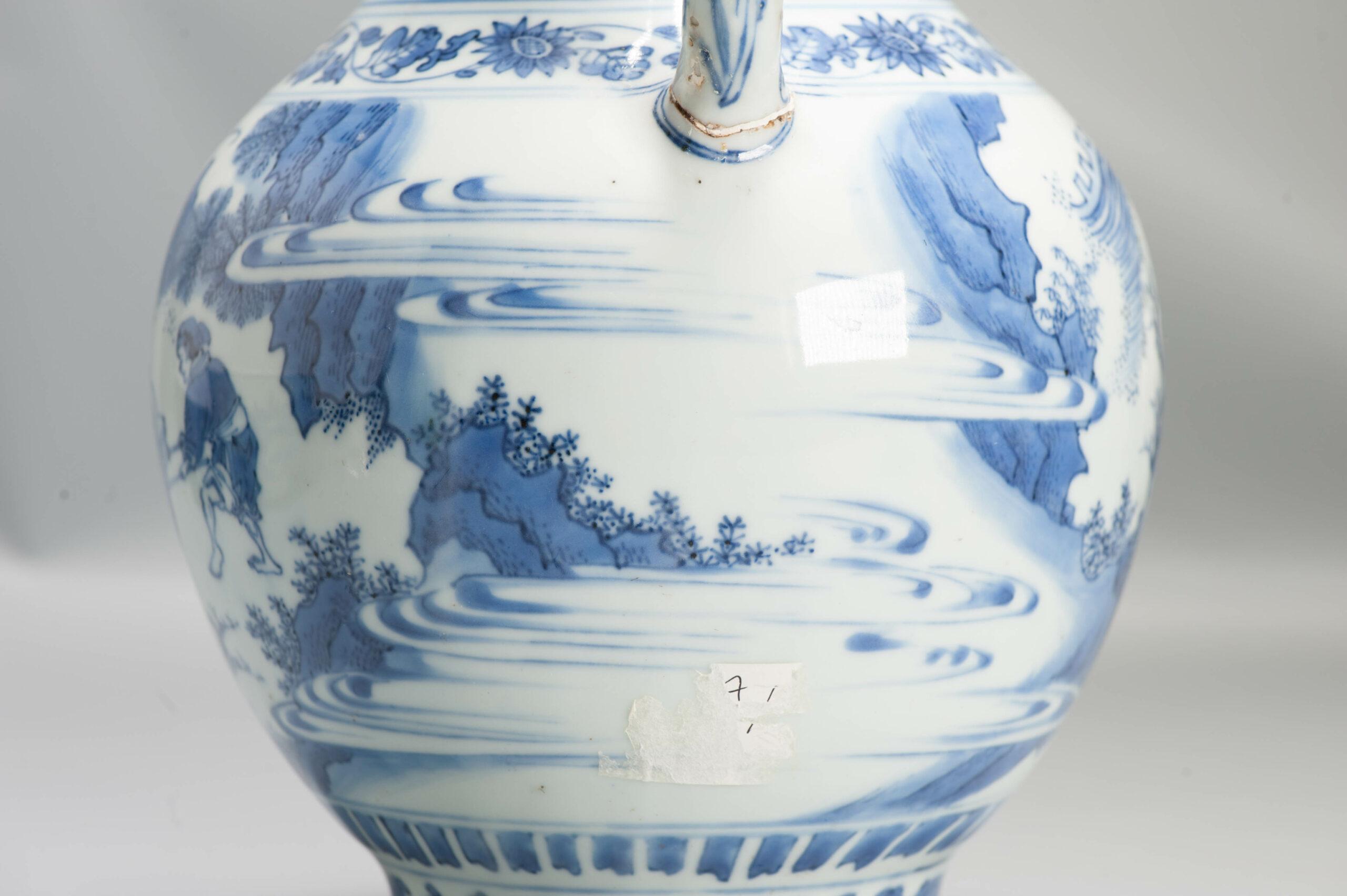36CM Antique Chinese 17C Chongzhen Period Chinese Porcelain Ewer Figural 7