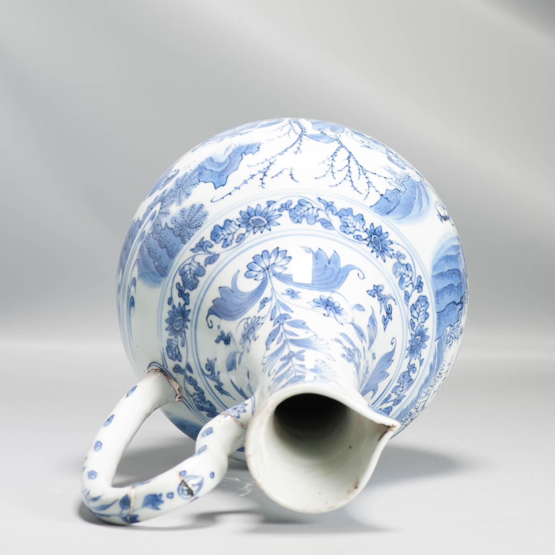 36CM Antique Chinese 17C Chongzhen Period Chinese Porcelain Ewer Figural 2