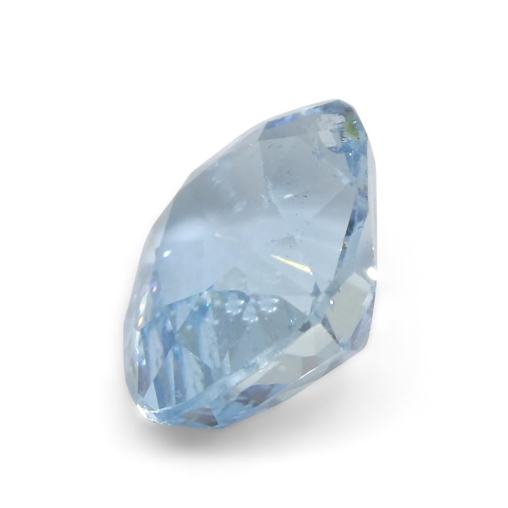 Women's or Men's 3.6ct Cushion Blue Aquamarine from Brazil For Sale