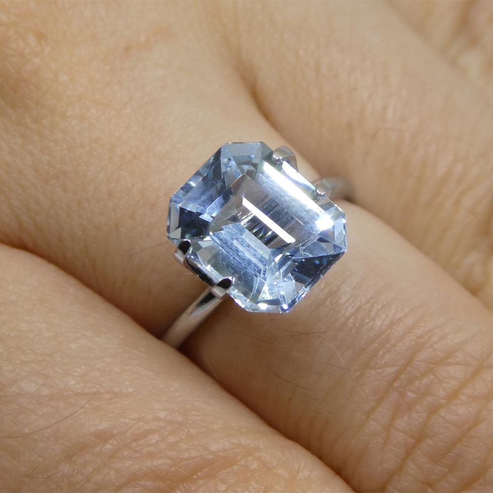 Description:

Gem Type: Aquamarine
Number of Stones: 1
Weight: 3.6 cts
Measurements: 10.32 x 8.65 x 6.07 mm
Shape: Emerald Cut
Cutting Style:
Cutting Style Crown: Step Cut
Cutting Style Pavilion: Step Cut
Transparency: Transparent
Clarity: Very