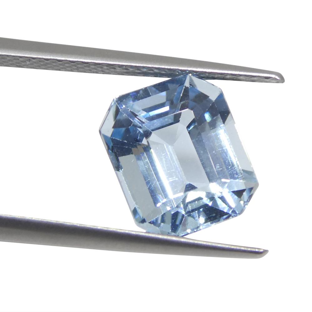 3.6ct Emerald Cut Blue Aquamarine from Brazil In New Condition In Toronto, Ontario