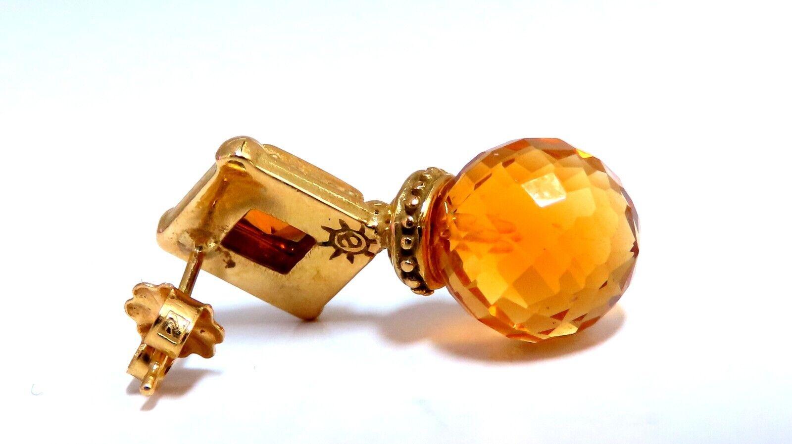 36 Karat natürliche Briolette Citrin 18 Karat Gold Ohrringe im Zustand „Neu“ in New York, NY