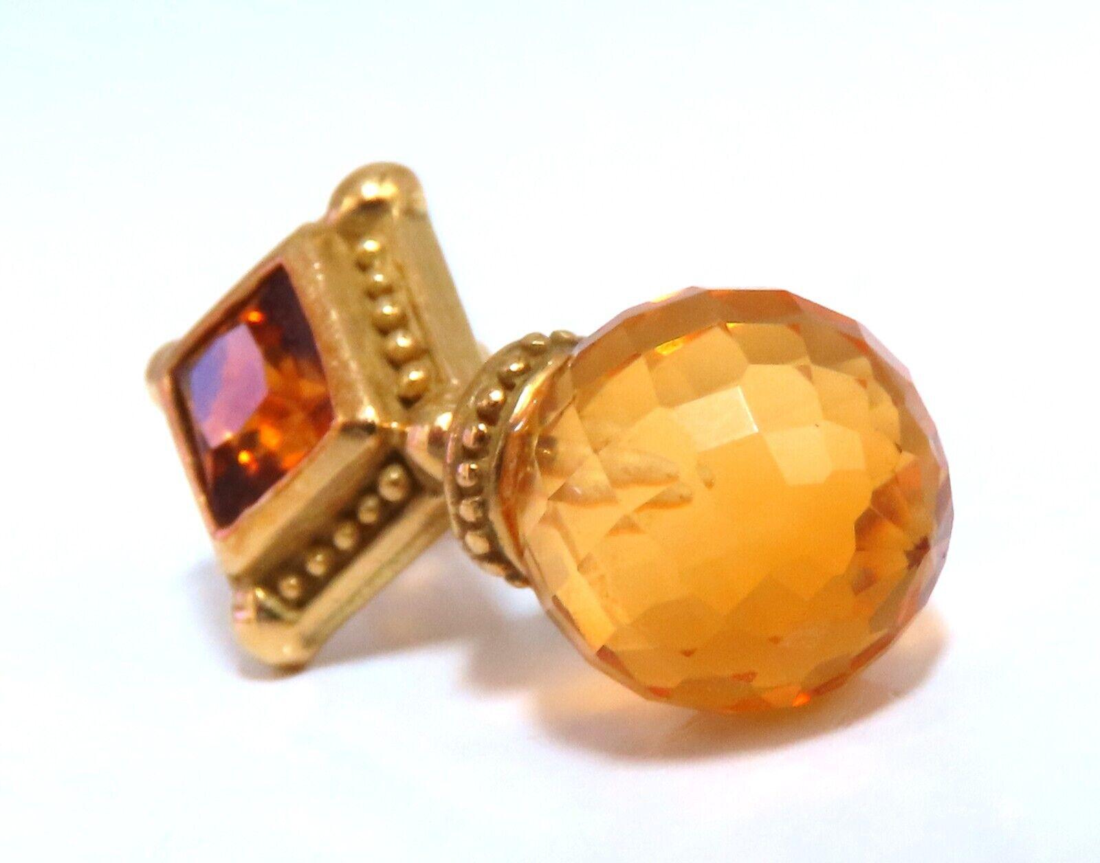 36 Karat natürliche Briolette Citrin 18 Karat Gold Ohrringe für Damen oder Herren