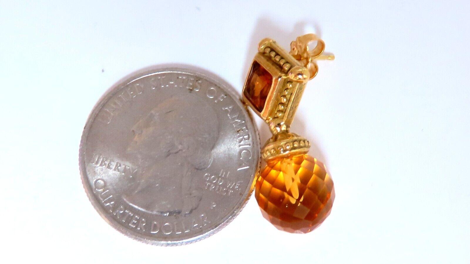 36 Karat natürliche Briolette Citrin 18 Karat Gold Ohrringe 1