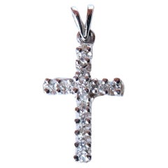 .36ct Diamants Naturels Pendentif Petite Croix 14kt