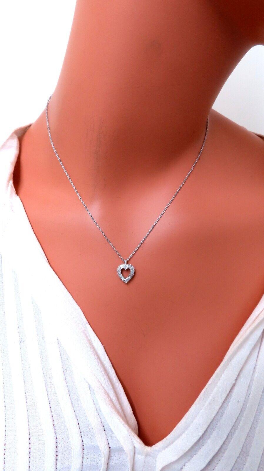 Women's or Men's .36ct Open Heart Natural diamonds necklace 14 karat Gold For Sale
