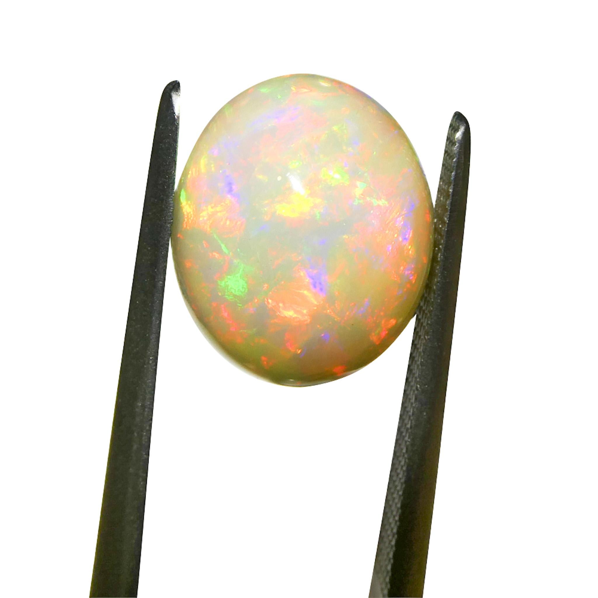 Ópalo Welo Blanco Cabujón Ovalado 3,6ct de Etiopía en venta 6
