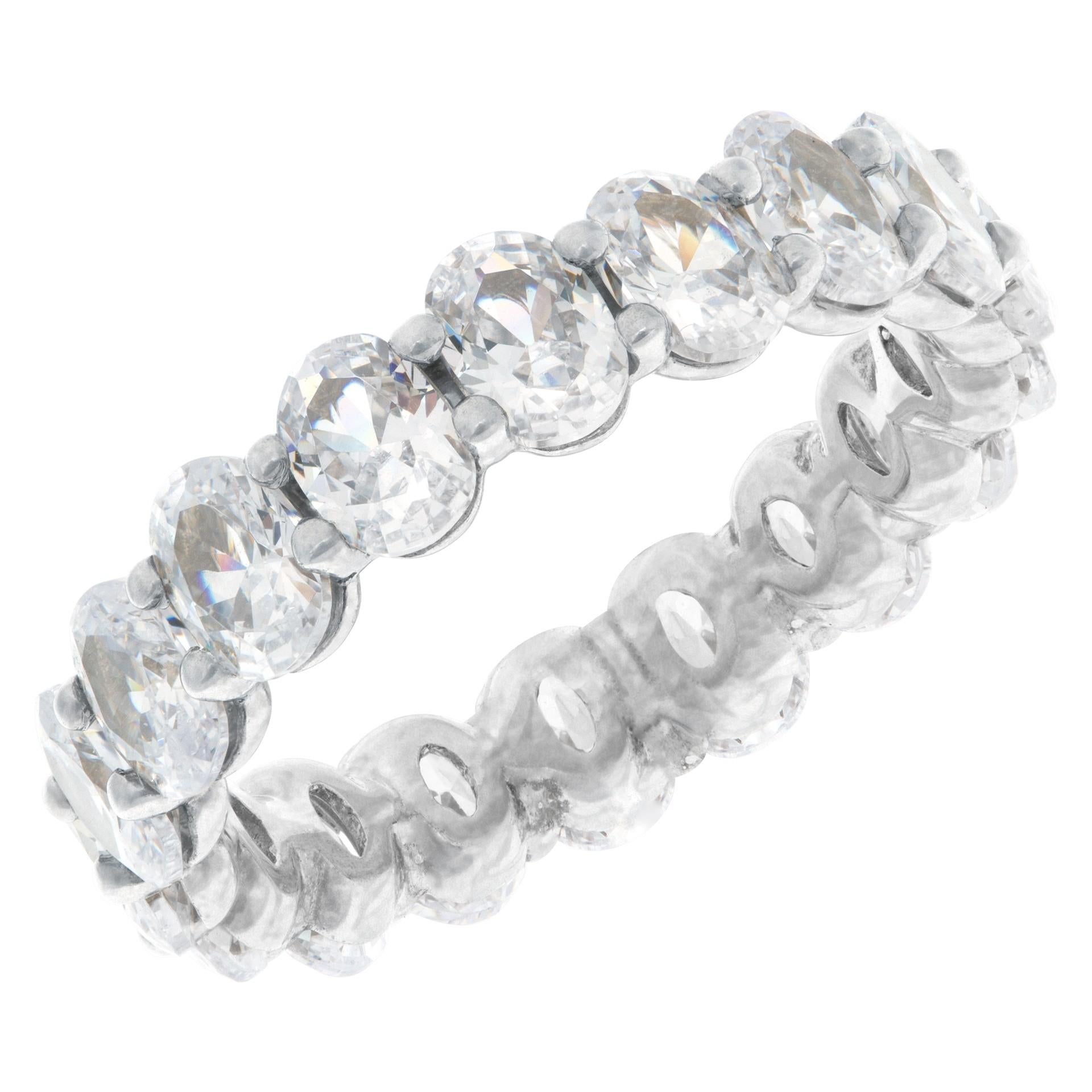 3.6ct Oval Cut Diamond eternity band or ring in platinum In Excellent Condition For Sale In Surfside, FL