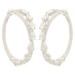 3.6ct SI Clarity HI Color Diamond Inside Out Hoop Earrings 18 Karat White Gold