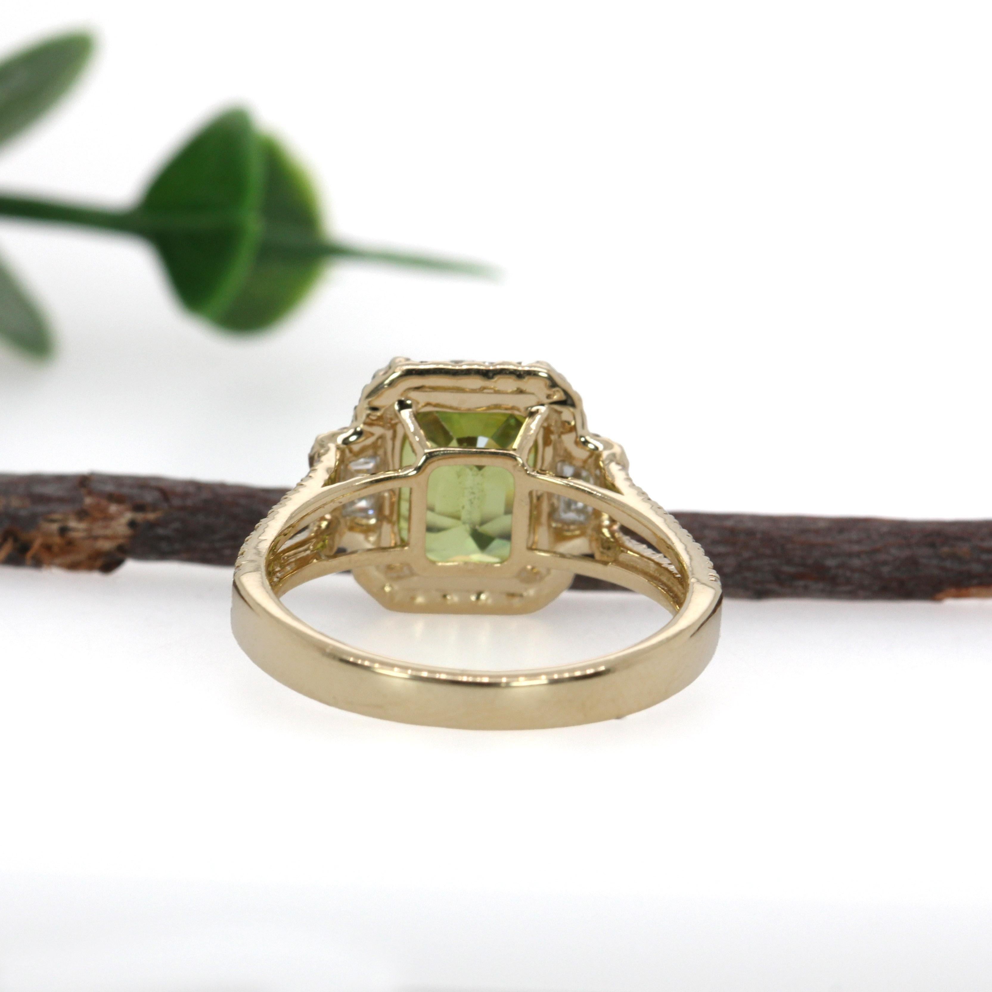 3.6ct Statement Sphene Ring w Natural Diamond Accents in 14K Gold  CU 9x7mm For Sale 1