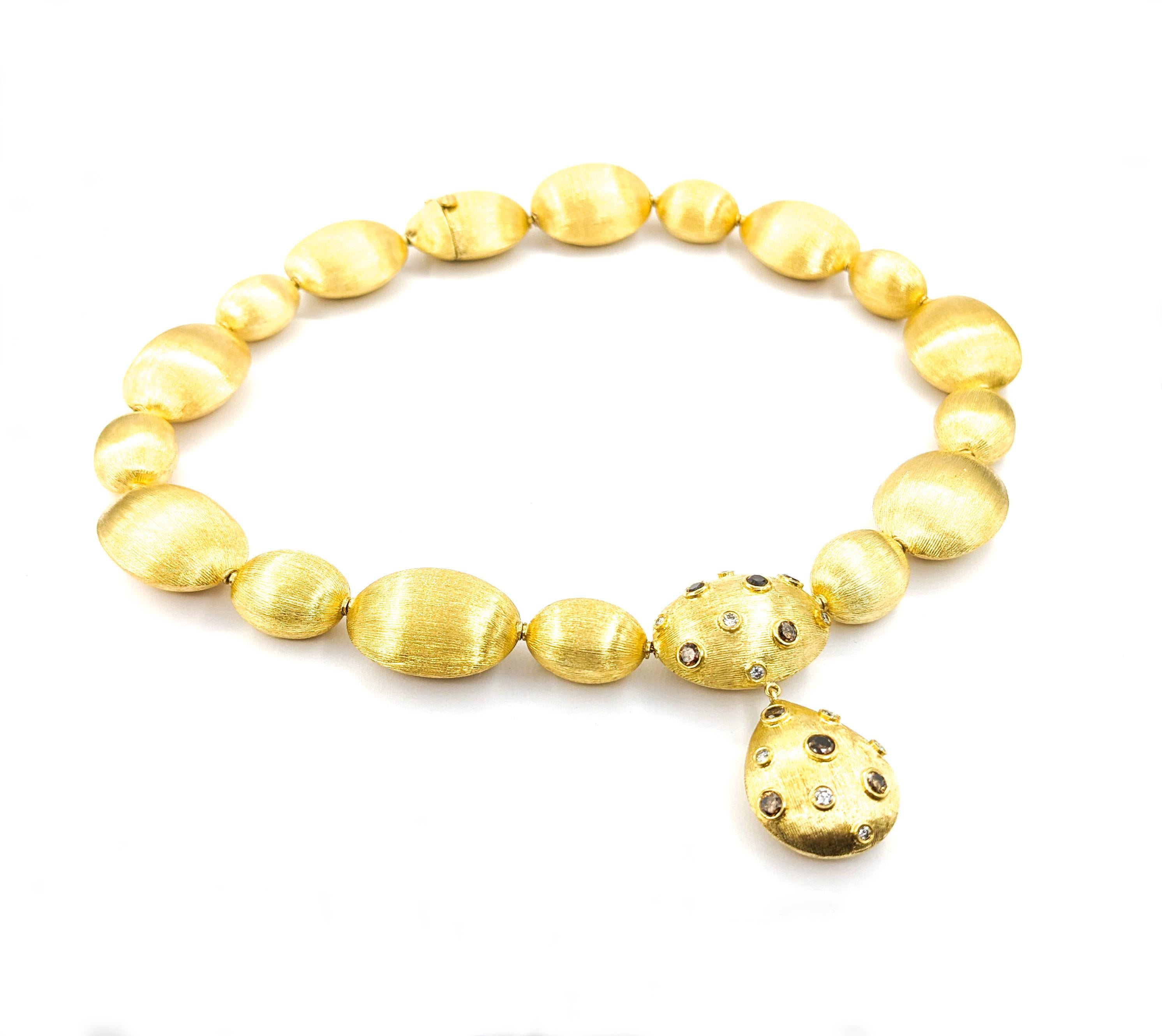 .36ctw White Diamond & 1.ctw Brown Diamond Yellow Gold Necklace For Sale 3
