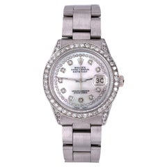 MOP Rolex DateJust With Diamond Dial and Diamond Bezel, Oyster Strap