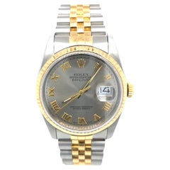Montre automatique Rolex Datejust bicolore en acier inoxydable et or jaune 18 carats, 36 mm