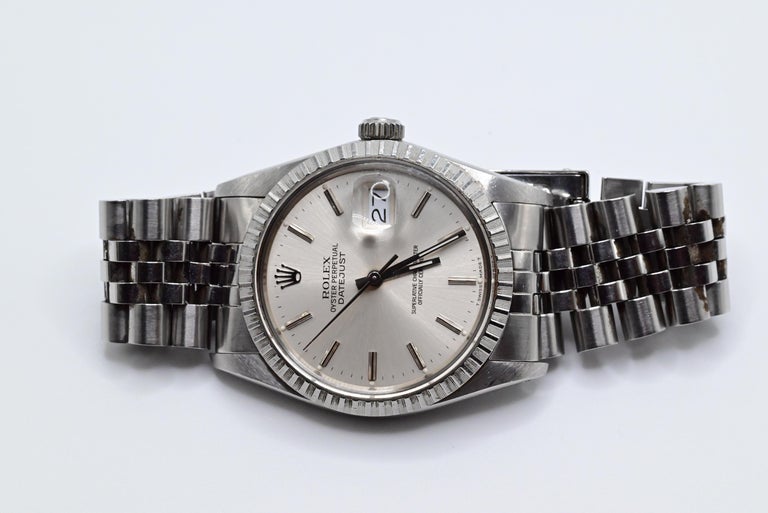 Rolex Perpetual Oyster Stainless Steel Datejust Silver Dial In Good Condition For Sale In Media, PA