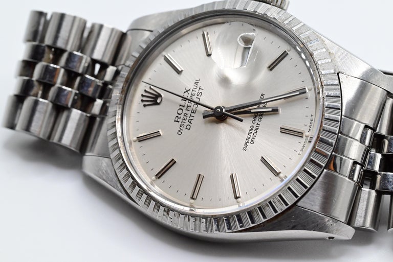 Women's or Men's Rolex Perpetual Oyster Stainless Steel Datejust Silver Dial For Sale