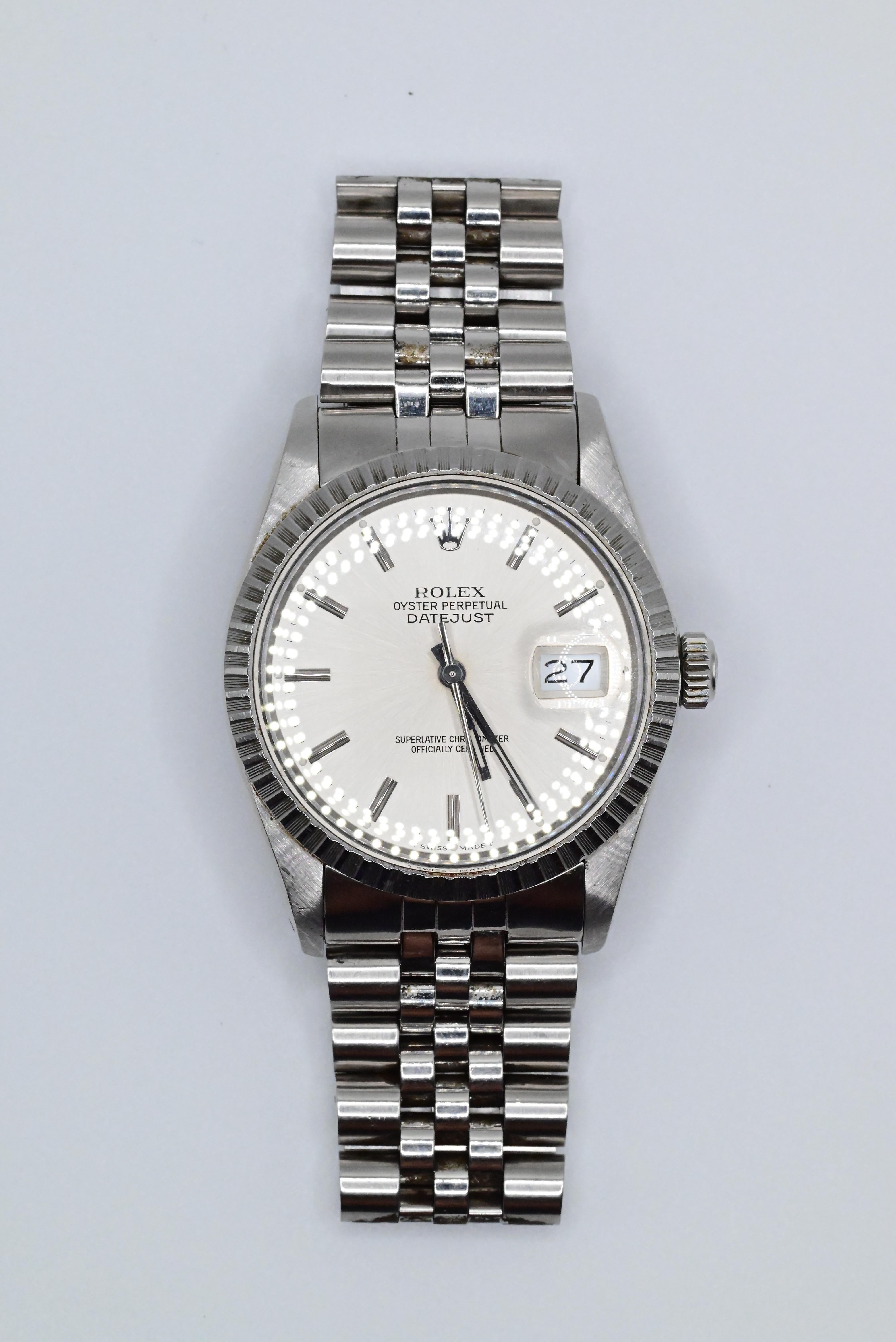 Rolex Perpetual Oyster Stainless Steel Datejust Silver Dial at 1stDibs