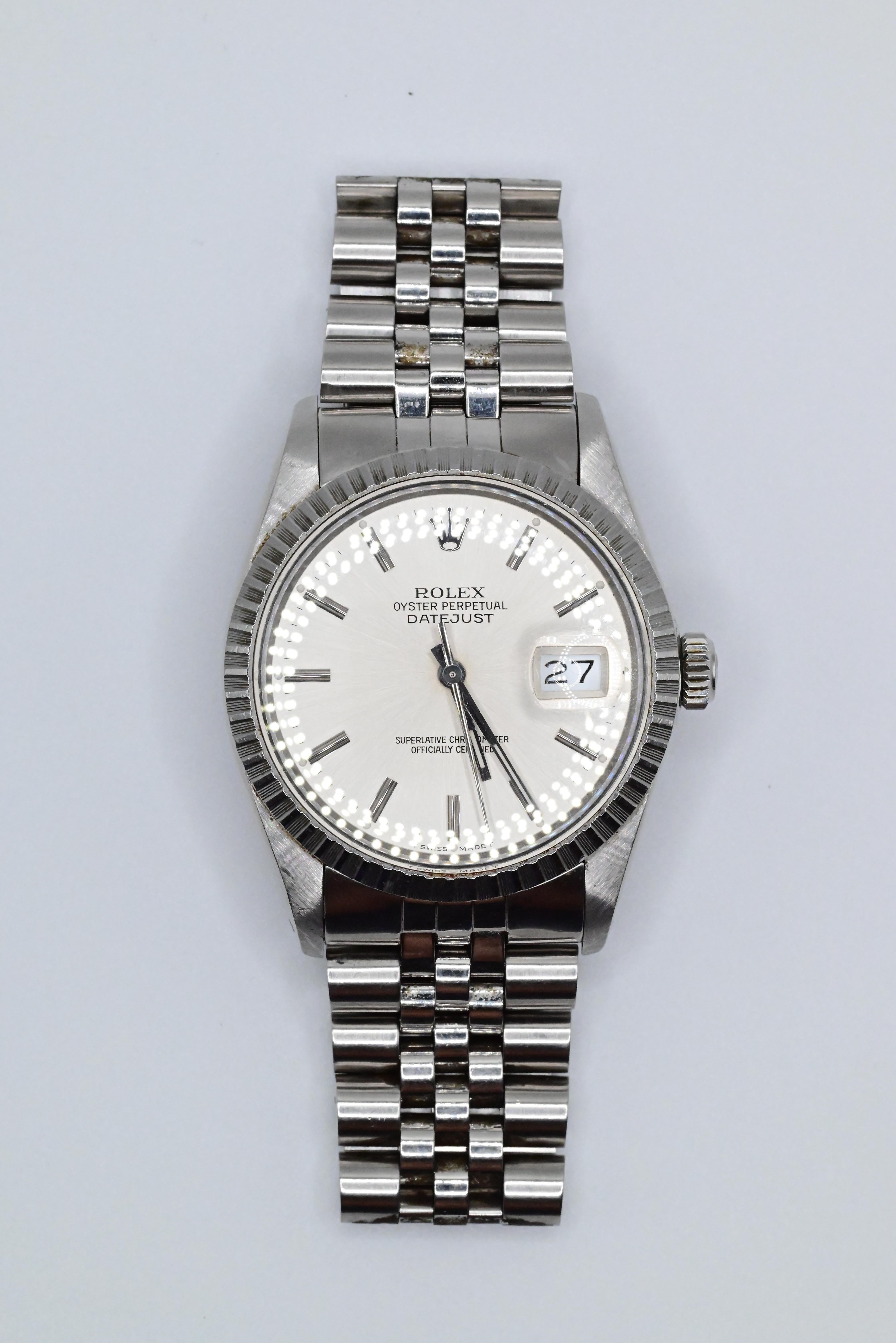 Women's or Men's Rolex Perpetual Oyster Stainless Steel Datejust Silver Dial