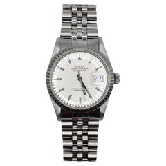 Retro Rolex Perpetual Oyster Stainless Steel Datejust Silver Dial