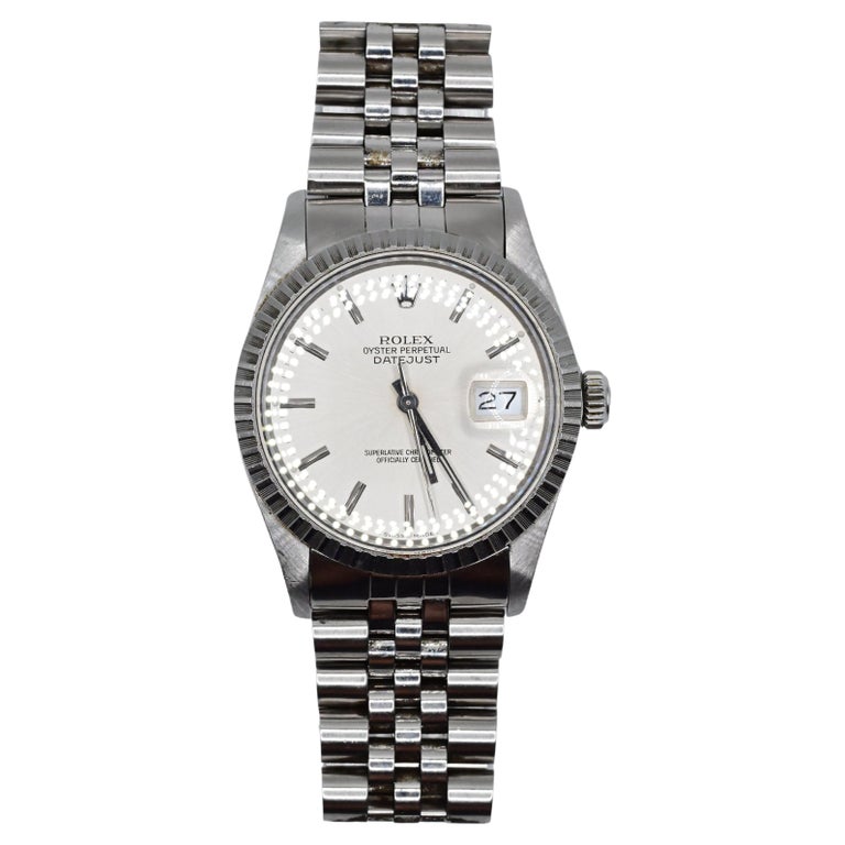 Rolex Perpetual Oyster Stainless Steel Datejust Silver Dial For Sale