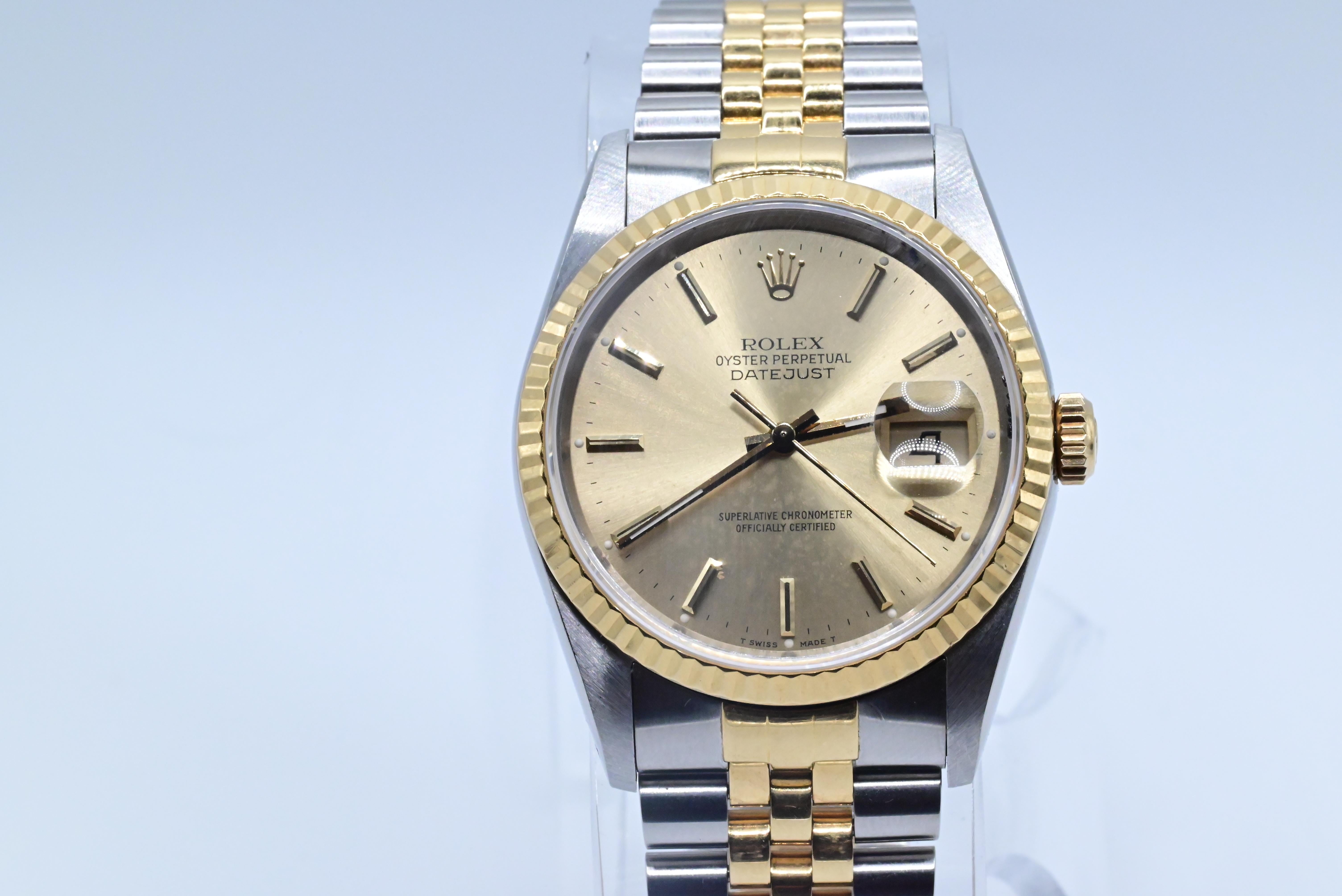 Rolex Perpetual Oyster Two Tone Watch Gold Champagne Dial In Good Condition In Media, PA