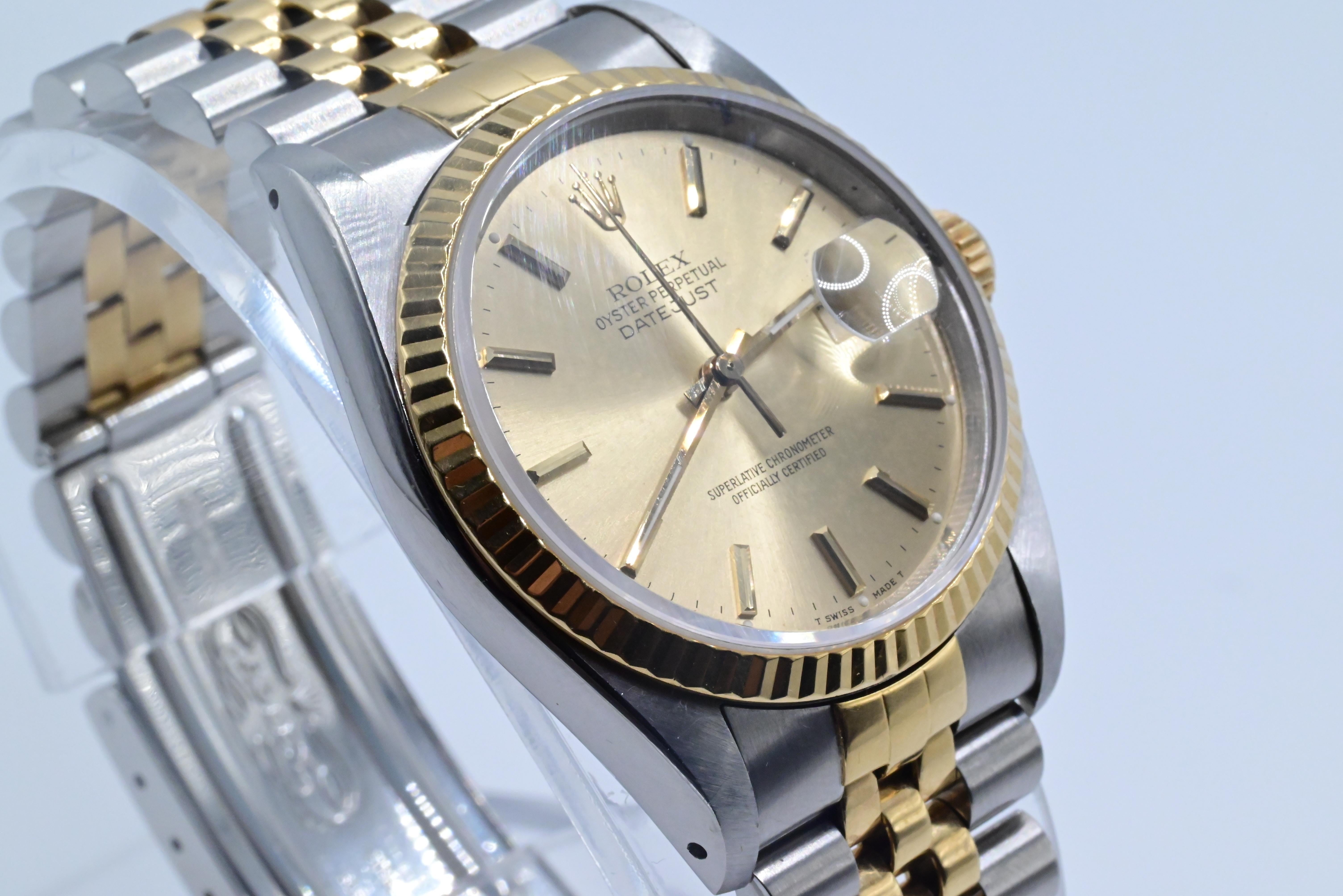 Rolex Perpetual Oyster Two Tone Watch Gold Champagne Dial 2