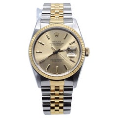 Rolex Perpetual Oyster Two Tone Watch Gold Champagne Dial