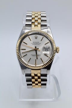 Rolex Perpetual Oyster Two Tone Watch Silver Dial