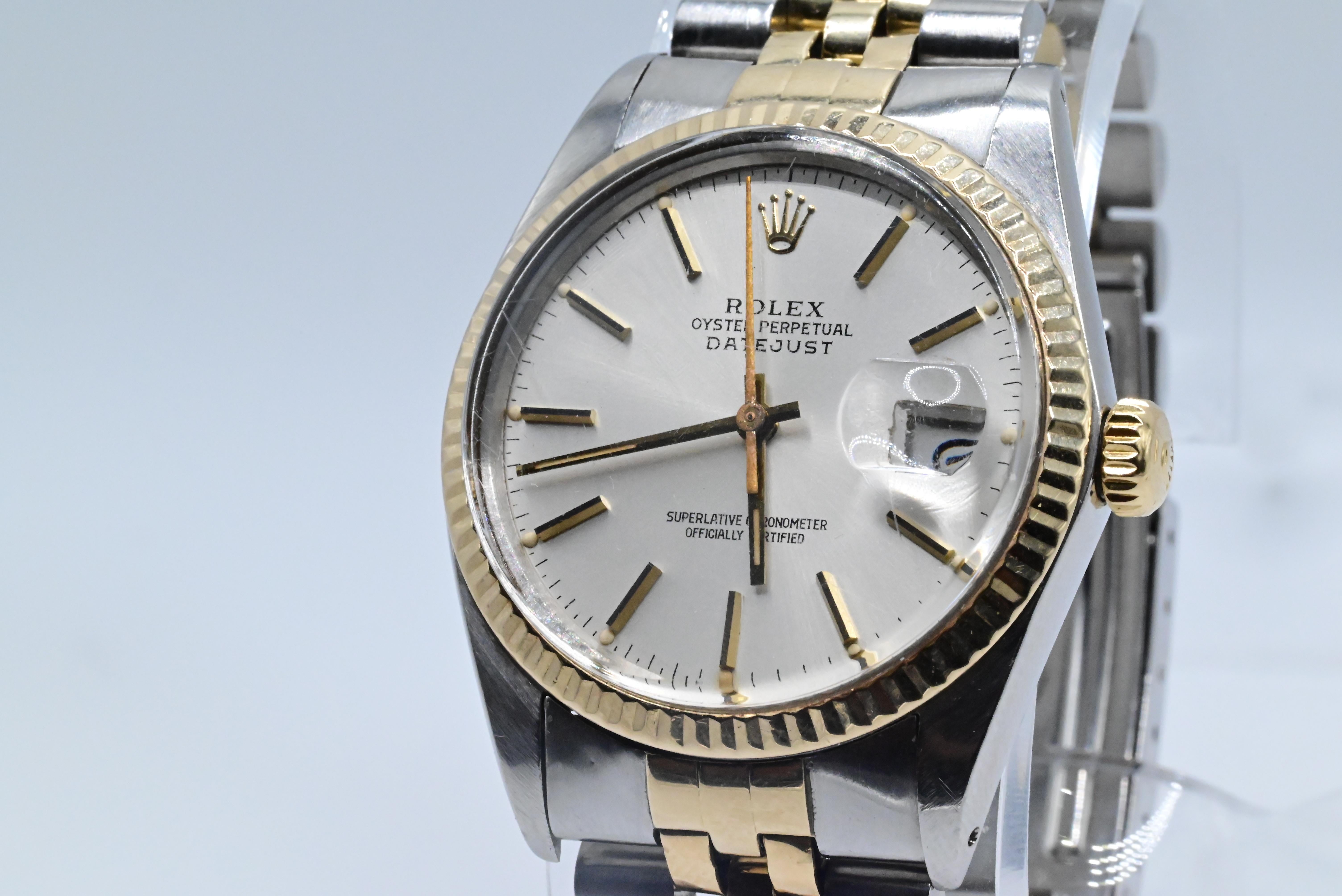 Rolex Perpetual Oyster Two Tone Watch Silver Dial In Good Condition In Media, PA