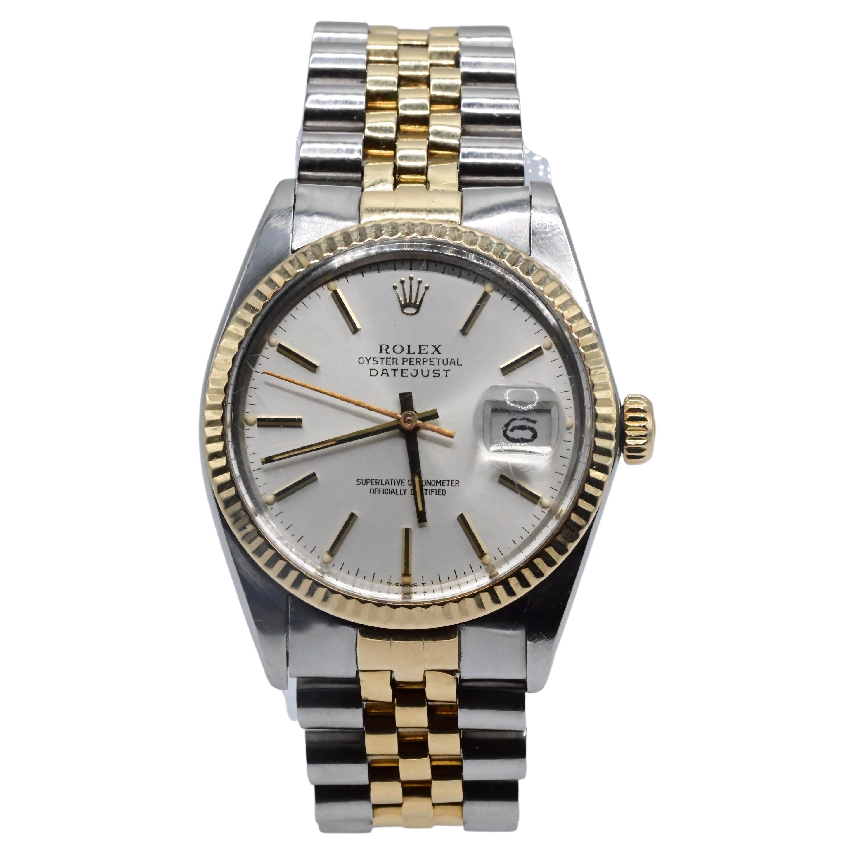 Rolex Perpetual Oyster Two Tone Watch Silver Dial