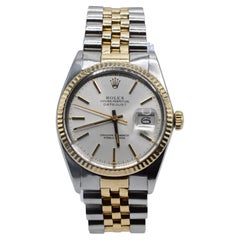 Vintage Rolex Perpetual Oyster Two Tone Watch Silver Dial