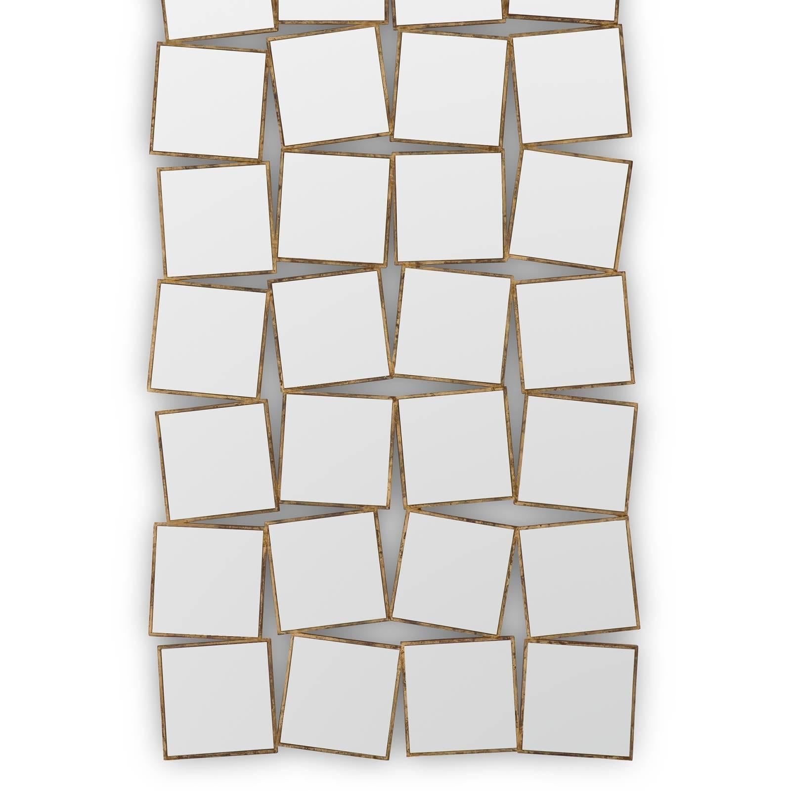 36. Quadrate Spiegel mit Massivholzrahmen mit Goldmalerei (Abgeschrägt) im Angebot