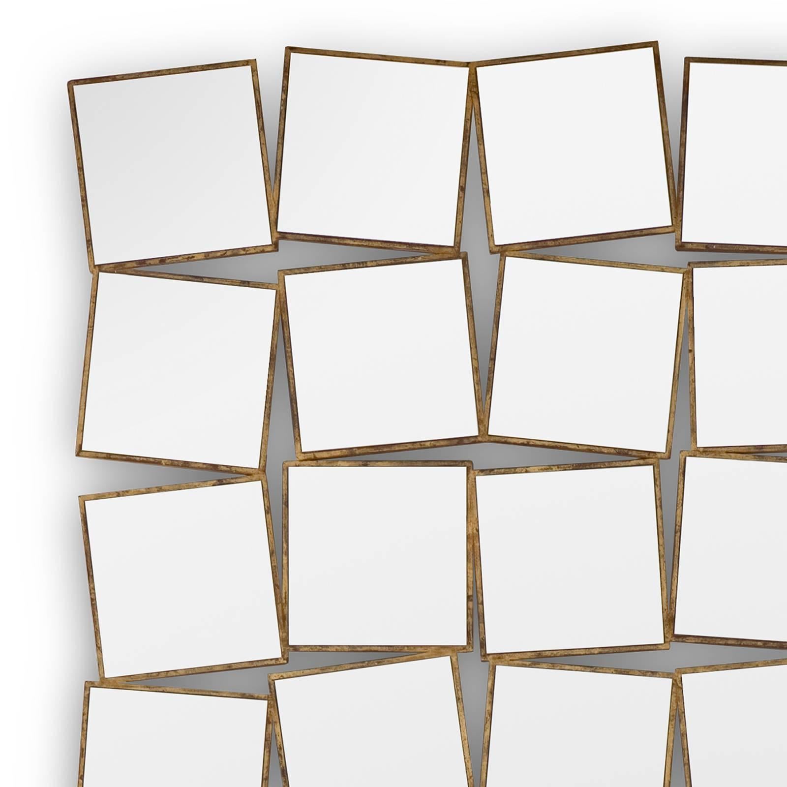 36. Quadrate Spiegel mit Massivholzrahmen mit Goldmalerei im Zustand „Hervorragend“ im Angebot in Paris, FR
