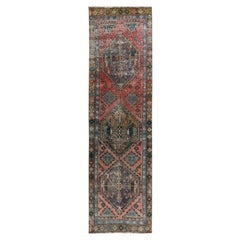 3'6"x11' Blush Red Vintage Northwest Persian 100% Wool Hand Knotted Runner Rug