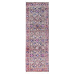 3'6"x11' Gray Vintage Northwest Persian Village Runner Hand Knotted All Wool Rug