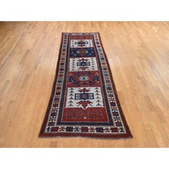 3'6"x12'2" Ivory Antique Eastern Anatolian Hand Knotted Wool Runner Oriental Rug