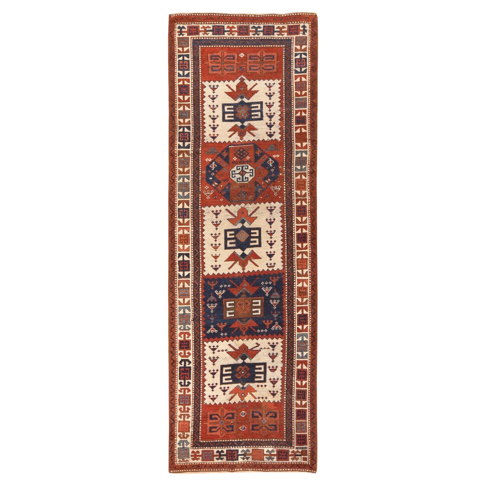 3'6"x12'2" Ivory Antique Eastern Anatolian Hand Knotted Wool Runner Oriental Rug