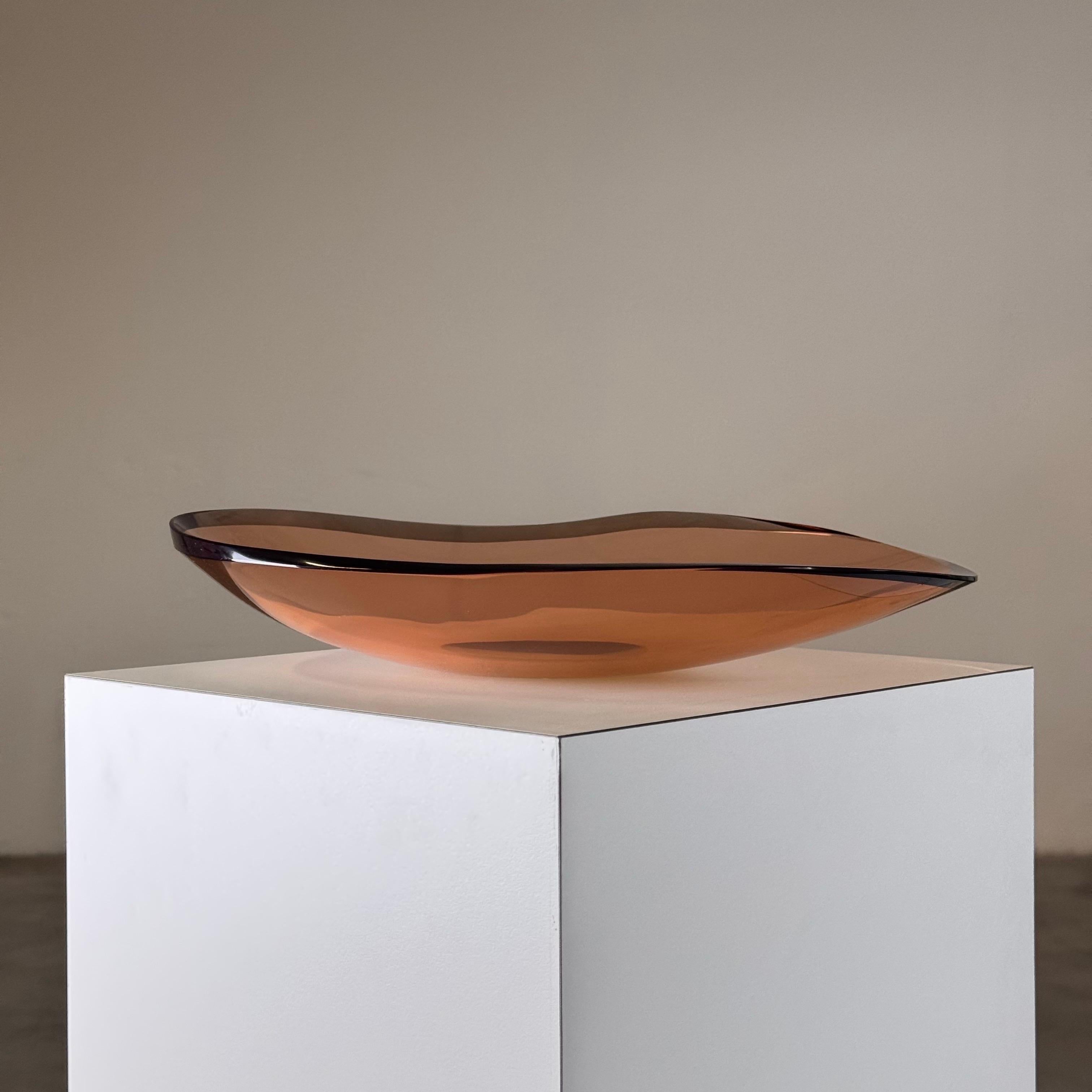 Italian Max Ingrand for Fontana Arte, Large Curved Pink Crystal Centerpiece, 1960s