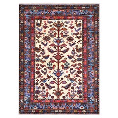 3'6"x4'10" Atrium White Turkish Knot Denser Weave Hand Knotted Shiny Wool Rug