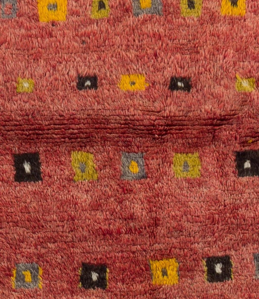 Tulu Rug in Soft Red, Yellow, Green, Gray Colors, Custom Options Available In Good Condition In Philadelphia, PA