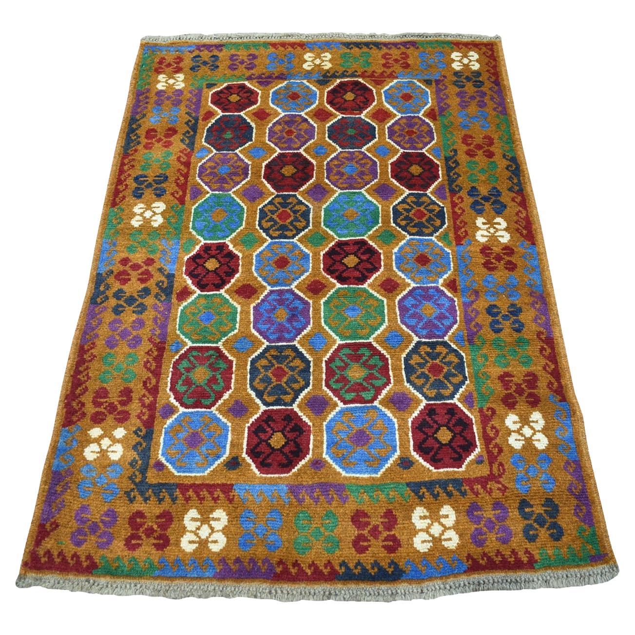 3
6 "x4
9" Bunter Afghanischer Baluch Elefantenfuß Design Handgeknüpfter Teppich aus reiner Wolle