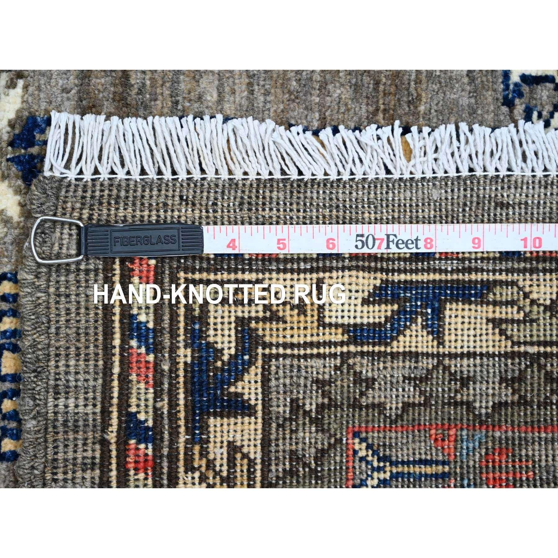 Tappeto orientale in lana annodata a mano di ispirazione caucasica 3'6 