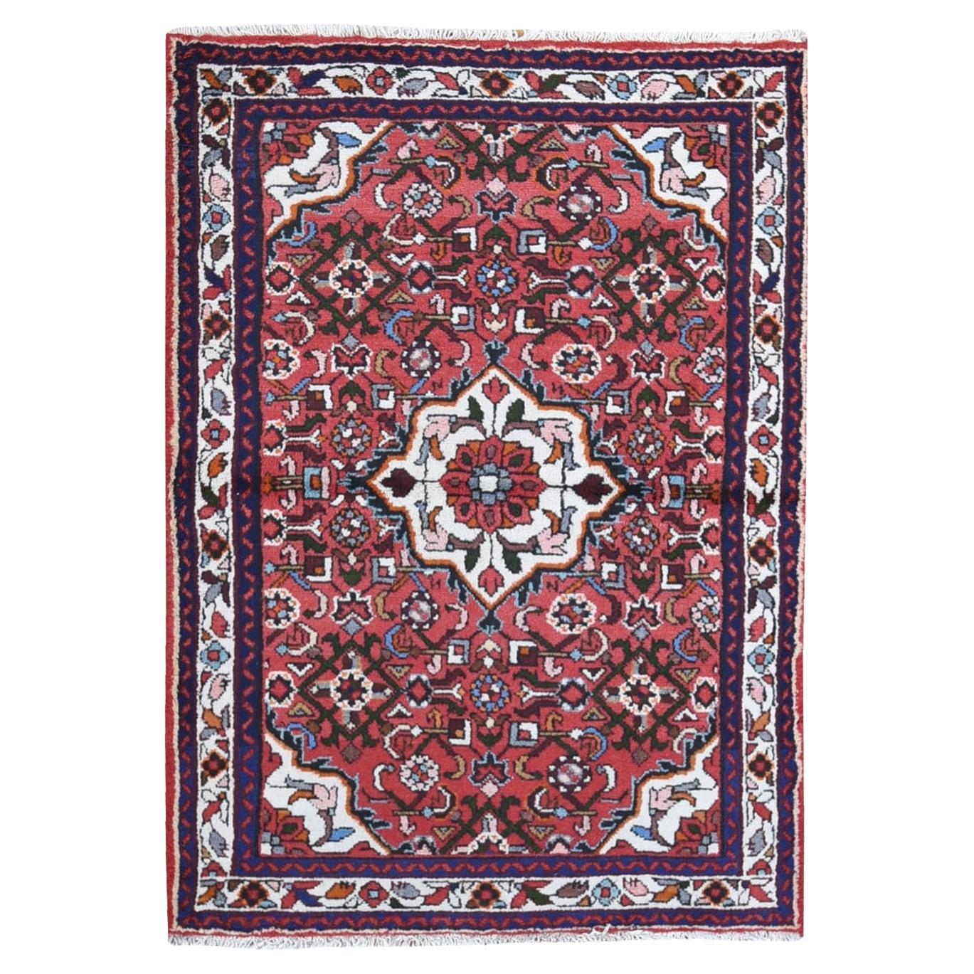 3
6 "x5
New Persian Hamadan Small Flower Medallion Tappeto in pura lana annodato a mano