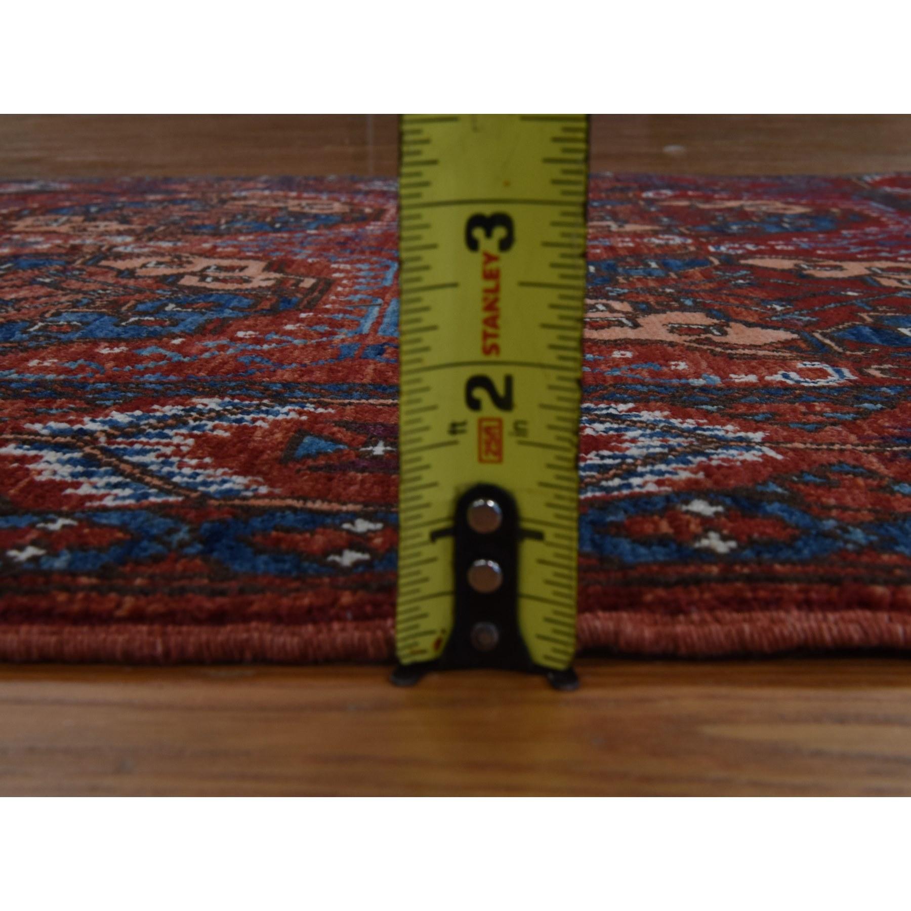 Annodato a mano Tappeto rosso afghano Ersari Piedi d'elefante 100% lana annodato a mano 3'6 