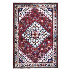 3
6"x5
3" New Persian Hamadan Small Flowers Medallion Pure Wool Hand Knotted Rug
