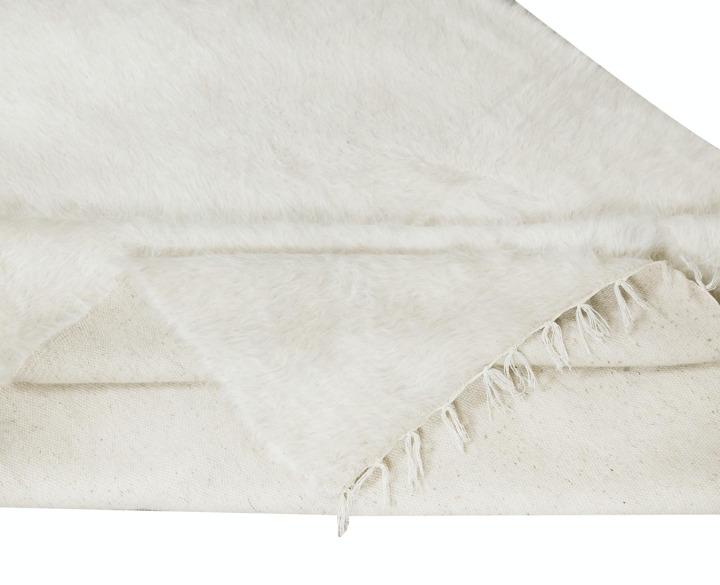 Turc 3.6x5.5 Ft Flat-weave Kilim Rug, Plain Cream Blanket, Wool Bedspread, Tablecloth en vente