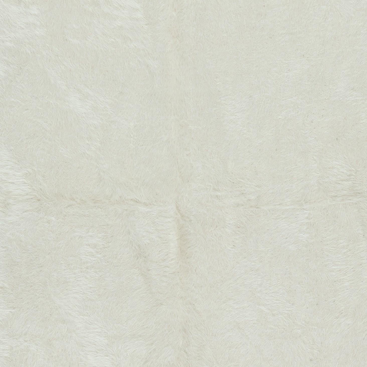 3.6x5.5 Ft Flat-weave Kilim Rug, Plain Cream Blanket, Wool Bedspread, Tablecloth Neuf - En vente à Spring Valley, NY