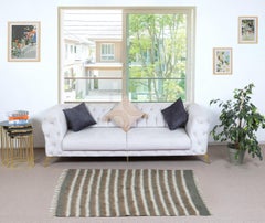 3.6x5.7 Ft Flatweave Kilim Rug. Brown Blanket. New Bed Cover. Striped Throw